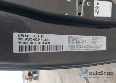 2022 Dodge Charger Sxt Rwd from USA, damaged, VIN 2C3CDXBG2NH133094